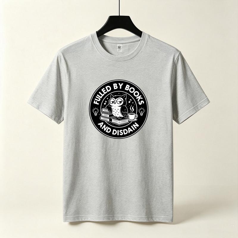 Books and Disdain TShirt Skull Books Coffee Graphic Tee Sarcastic Book Lover Casual Cotton Short Sleeve Streetwear for Unisex
