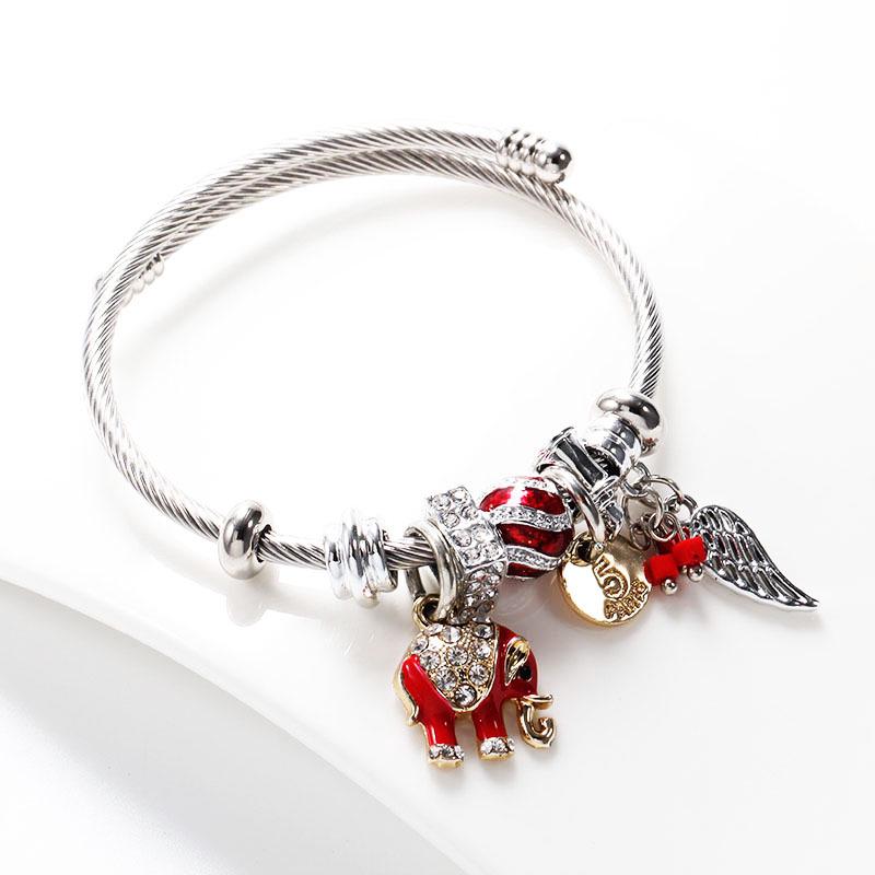 Titanium Steel Stainless Steel Adjustable DIY Thai Elephant Leaf Bracelet