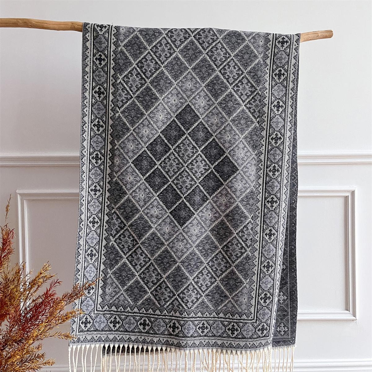 

[T853] 65*180см Роскошный Дизайн Женский Жаккардовый Шарф Толстая Имитация Кашемира Кисточки Шаль Зимний Теплый Шарф для Шеи Пашмина Плед 65x180cm