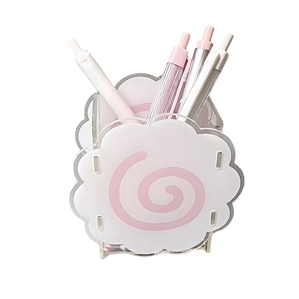Durable Cute Sweet Pen Holder Acrylic Portable Desktop Organizers Box Multifunctional Storage Box Home Office Supplies