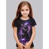Roupa de Menina 2025 Gato de Desenho Animado Animal Fofo Estampa 3D Moda Casual Camisetas Engraçadas Camisetas de Menina Top de Verão de Manga Curta
