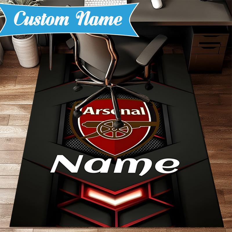 Custom Name Arse-nal Football Crest Rug Game Carpet, Floor Mat for Bedroom Living Room Entryway Rug, Home Decor Idea Gift for Christmas birthday