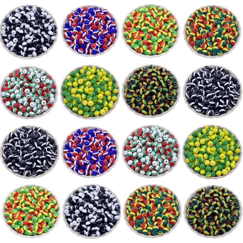 Creative Necklace Braclet Gift DIY Crafts Handmade Loose Beads For Jewelry Findings Flag Round 50Pcs 6mm Pendant