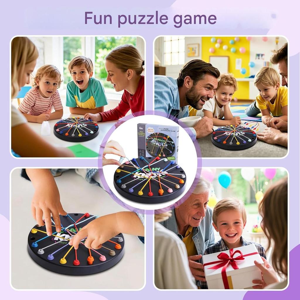 Kids Logic Puzzle Knot Solving Game Set, Educational Brain Teaser, Parent-Child Interaction Board Game, Multiple Difficulty Levels