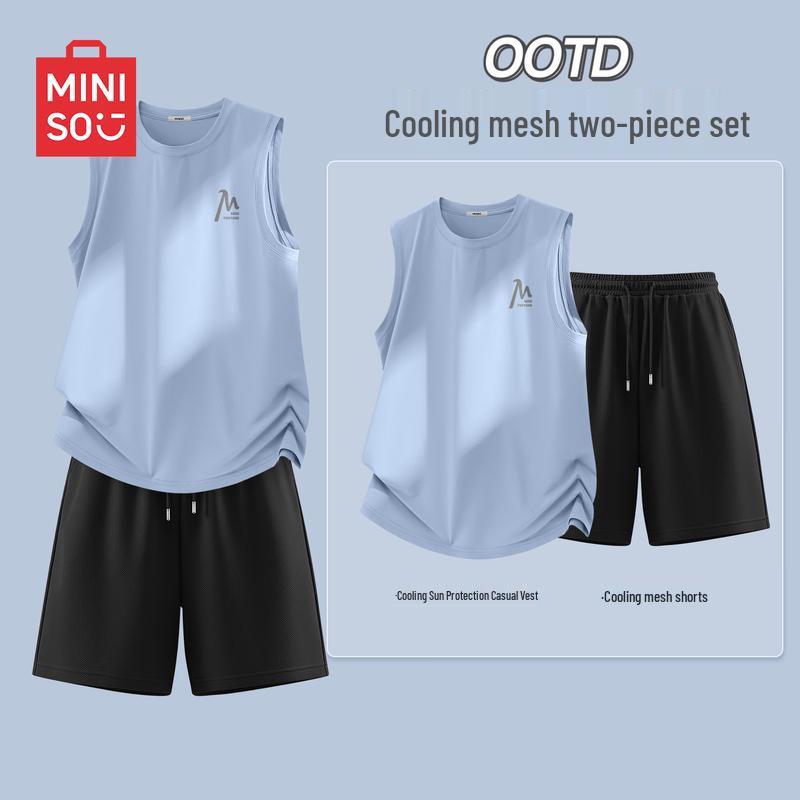 MINISO Men's Summer Casual Sleeveless T-Shirt & Shorts Set