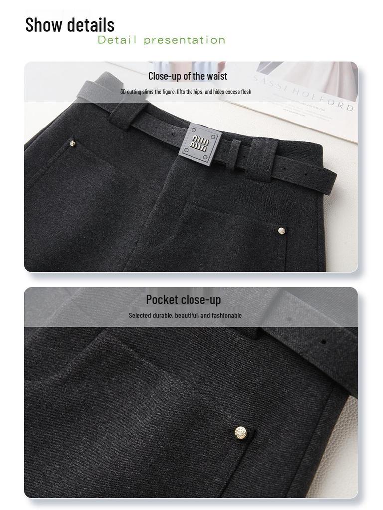 Dámské šedé vlněné kalhoty s rovnými nohavicemi a A-liniové šortky - Zeštíhlující, Kolekce podzim/zima 2024