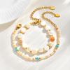 Boho Beaded Bracelet Natural Shell Turquoise Bead Chain Stackable Layering Bracelet for Women Summer Beach Jewelry