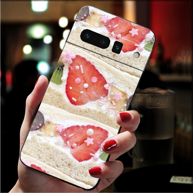 For Google Pixel 10 9 Pro XL Silicone Phone Soft Case For Google Pixel 9A 8A 7A 6A 5 Cover Shell Strawberry Cat Cartoon