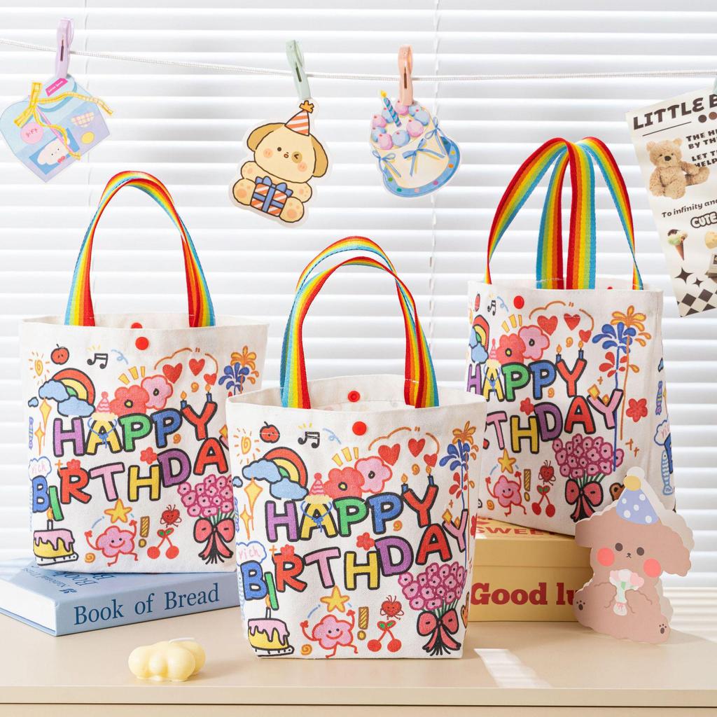 Cute Cartoon Canvas Tote - Mom & Child Style, Portable Kindergarten Bag, Multifunctional Storage, Customizable with Logo