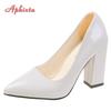 Fashion Aphixta 2025 New 10cm Square Heels Pumps Women Shoes Patent Leather Sexy Wedding Party Official Leisure Super Big Szie 31-50