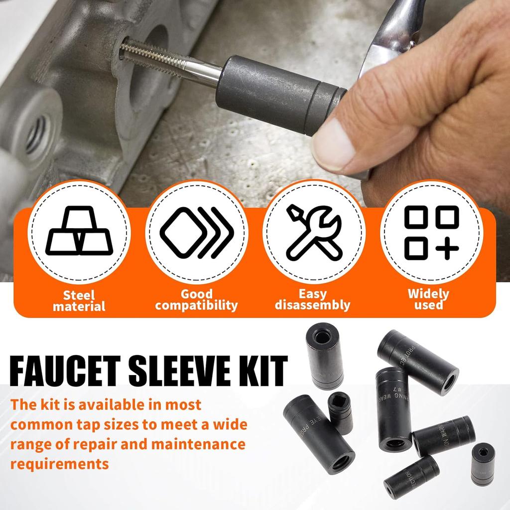 8Pcs Tap Socket Set 1/4 Inch and 3/8 Inch Drive Tap Holder Socket Kit with Socket Holder for Tight Space Fractional MCTI Standard (8pcs)