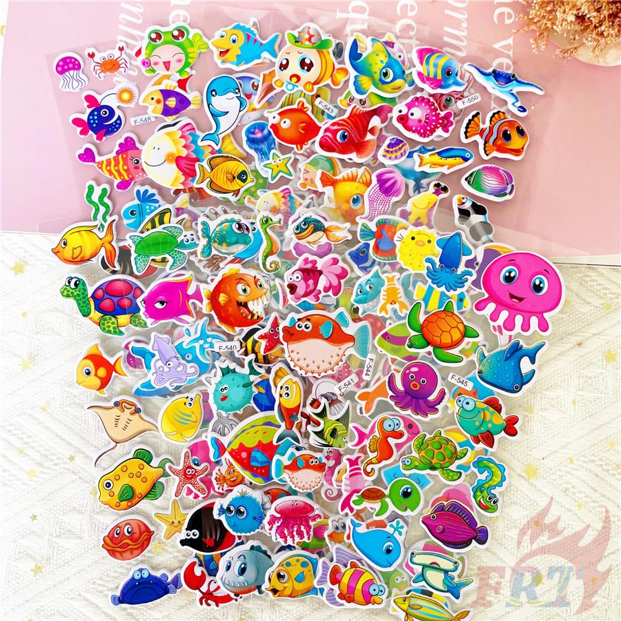 12Sheets/set Marine Animals Rewards Sticker Puffy Bubble Toys Stickers