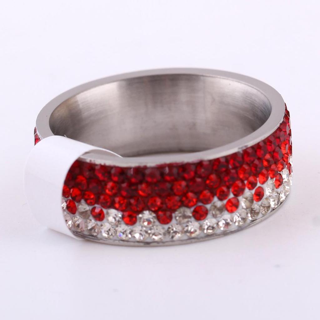 8MM Rhinestone Gradient Student Fashion Stainless Steel Ring