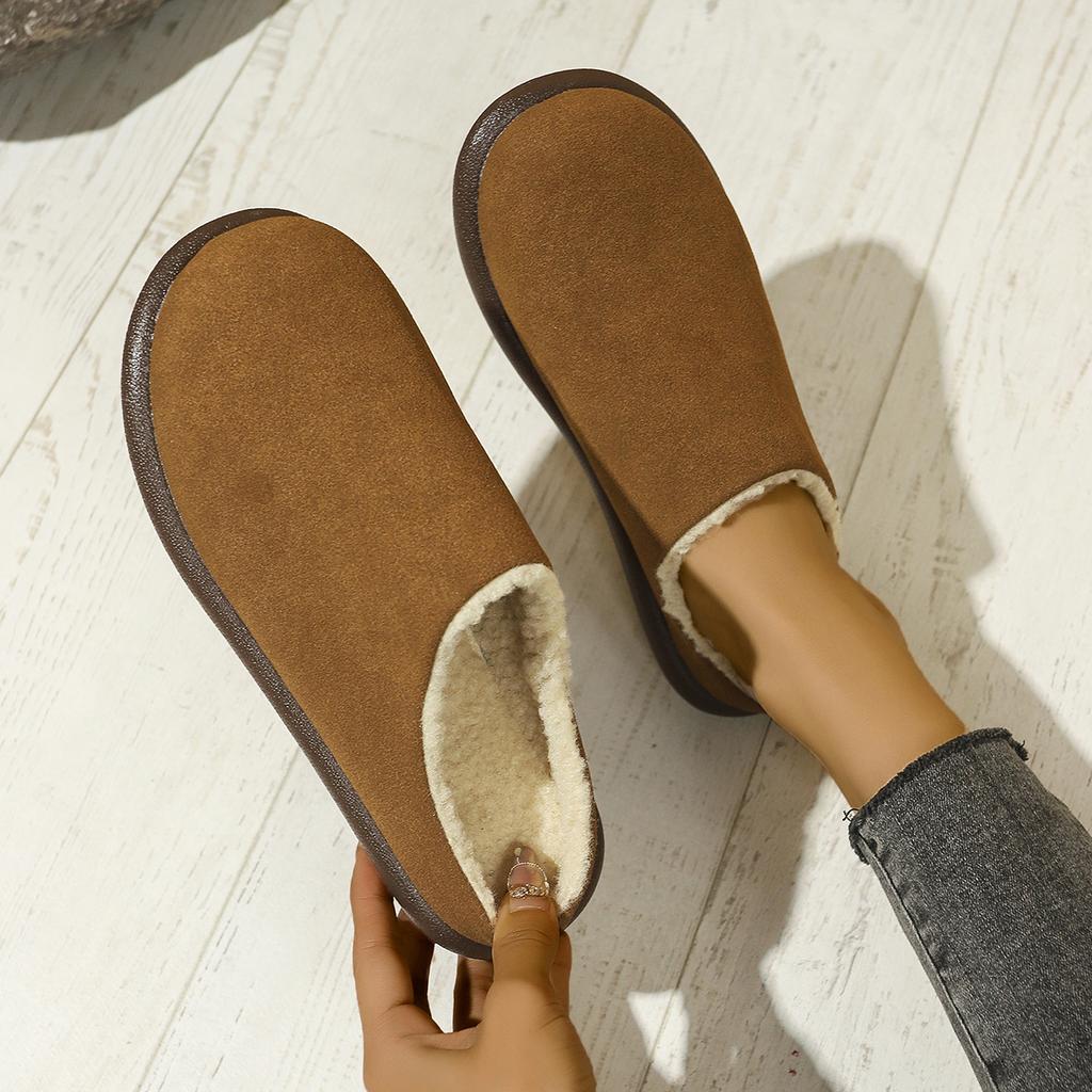 Fashion Women Indoor Slippers Winter New Warm Slip-on Home Plush Mules Slippers Non-slip Cotton Cozy Fleece Shoes Baotou Slides Women