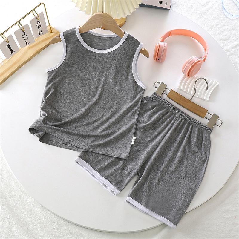 2026 Summer Children O-Neck Sleeveless Vest Suits Baby Spring Short Pants Two-pieces Set Cartoon Cotton Suit for Girl Boy
