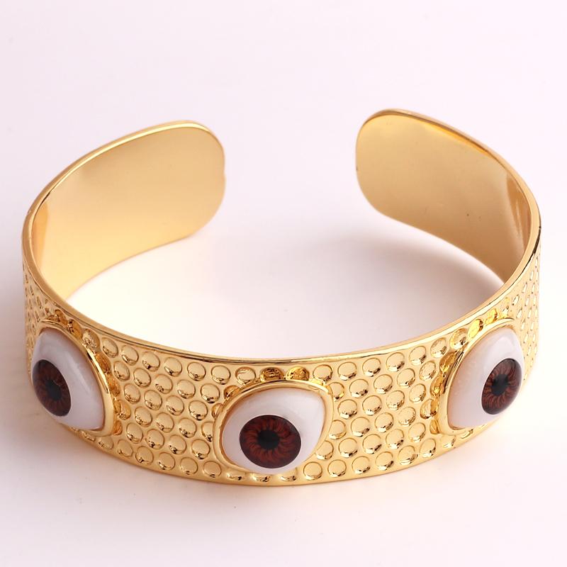 

18K Gold Plated Cuff Bracelet For Women Fashion Big Evil Eye Bangle Luxury Crystal Bracelet Indian Bangles Women Accessories червоний