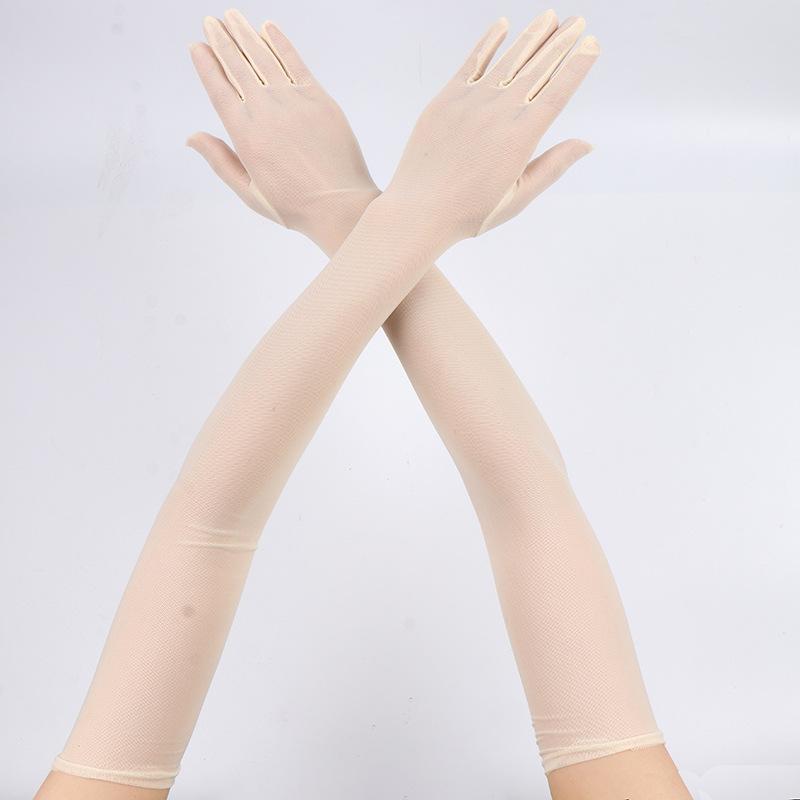 55CM Sexy Lace Thin Hollow Transparent Long Gloves Breathable Net Yarn Women Man Stage Performance Party Cosplay Elasticity