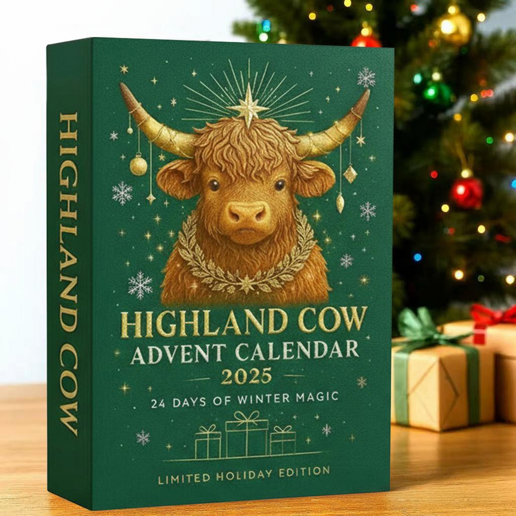 Highland Cow Advent Calendar 2025 with 24 3D Cow Ornaments Christmas Advent Calendar Xmas Countdown Calendar Xmas Surprise Gifts