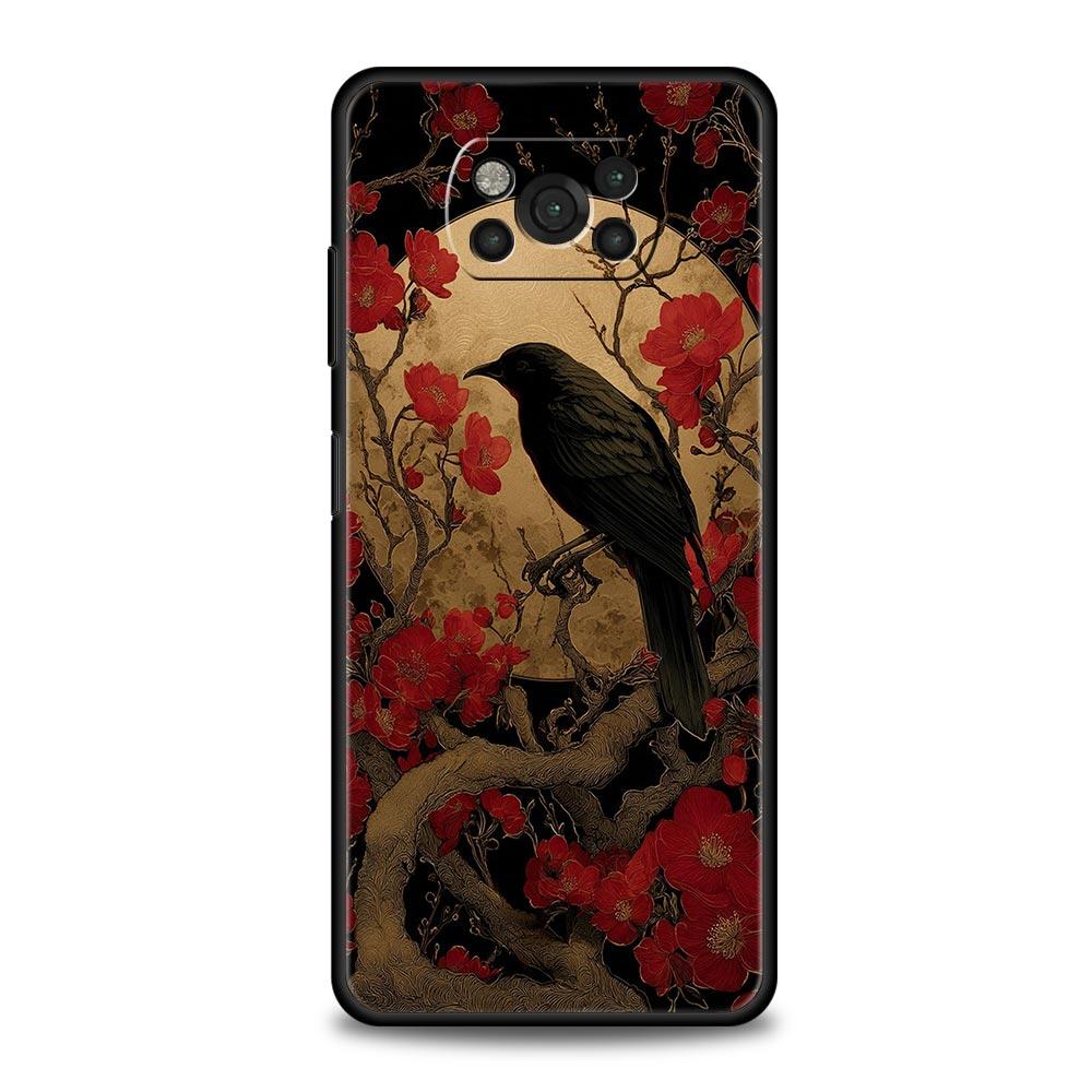 

Black Raven Phone Case Cover for Xiaomi Poco F7 Ultra F6 F5 F4 F3 X6 X5 X4 X3 NFC C51 C55 M4 GT 5G Soft TPU Shell Fundas Capas Poco X3 GT