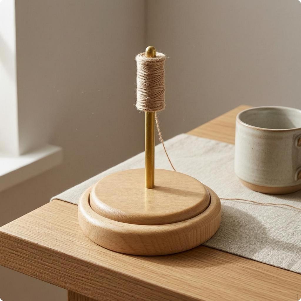 Wooden Yarn Spool Stand Smooth Finished Knitting Stable Base Crafting Accessory Single