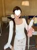 Bow Lace Spliced Sexy Long Sleeve Square Neck T-shirt for Women - 2025 Early Autumn Edition