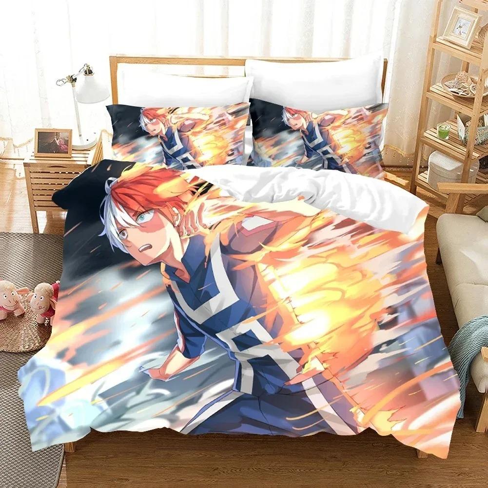 Comforter New Anime My Hero Academy Bedding Set Anime Characters 3D Quilt Bed Set Queen King Size Kids Boys Home Textile