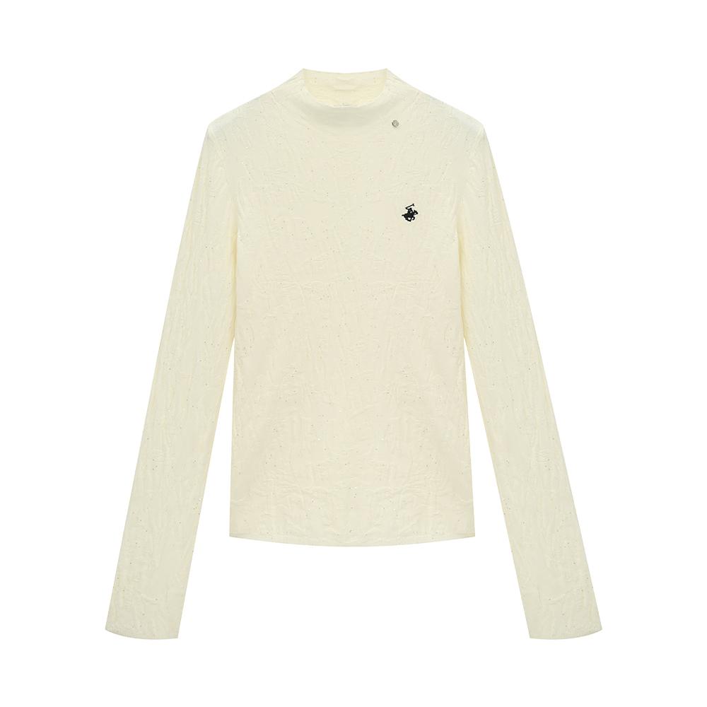 BHPOLOCLUB Women'S Wrinkle Sparkling Half-Neck Knit Tk289