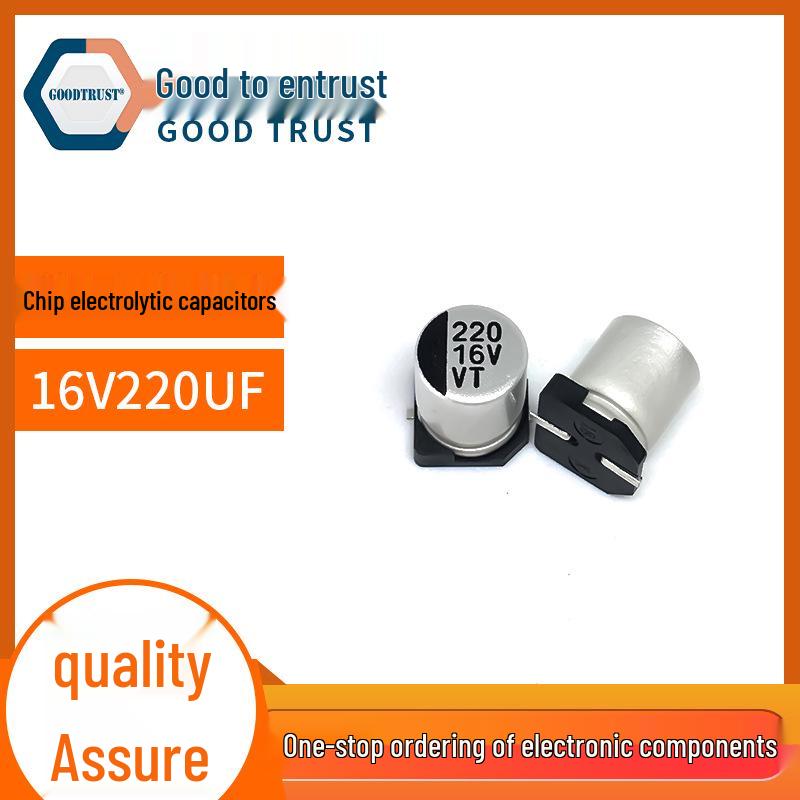 16V 220uF SMD Electrolytic Capacitor, 6x7mm, VT Filter for High Stability Power Supply