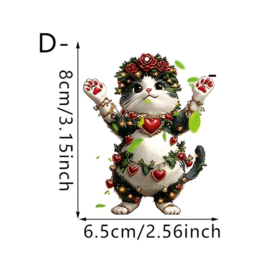 Valentine Theme Day Cute Rose Cat Pattern Acrylic Pendant Car Interior Decor