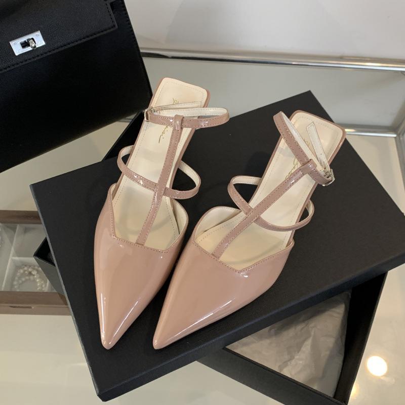 2025 Spring and Autumn New Fashion Versatile Pointed Baotou Medium Low Heel Roman High Top Women's Sandals 5CM Large Size