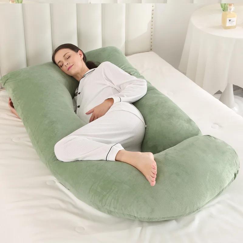 

Full Surround U/J Type Maternity Pillow - Soft Body Support Sleeping Cushion for Pregnant Women Relaxes Back Belly Hip & Leg зелений