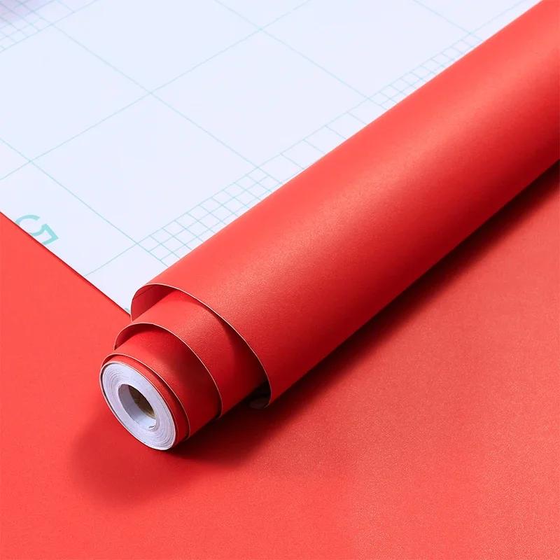 Autocolant PVC Autoadeziv Culoare Solidă Impermeabil Tapet Fundal Canapea Living Decorare Festivă Roșu Notă Adezivă