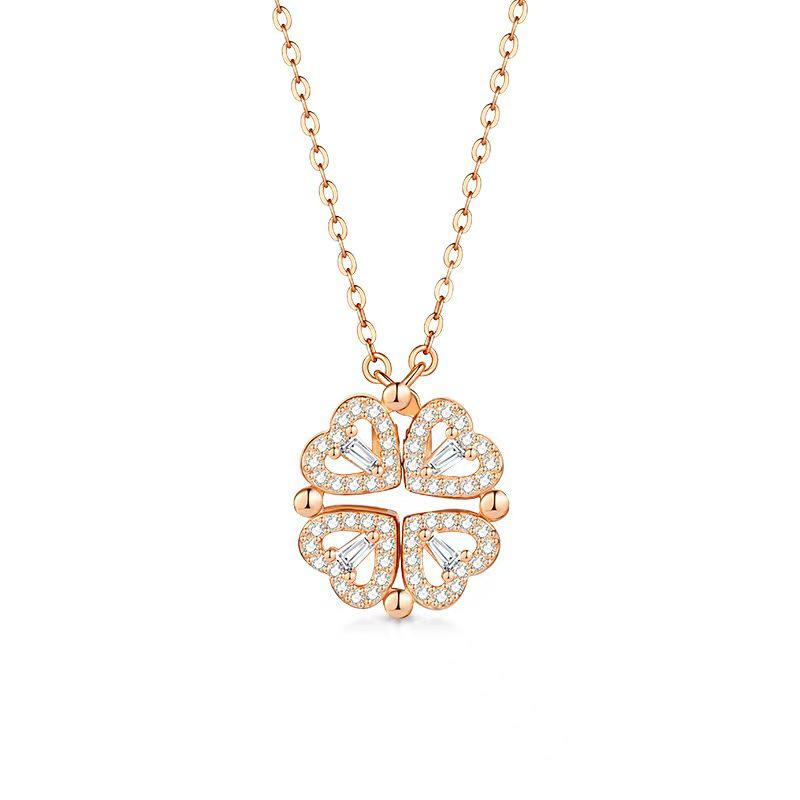 S925 Sterlingsilber Kleeblatt-Halskette - Vielseitige Mode-Schlüsselbein-Kette für Damen