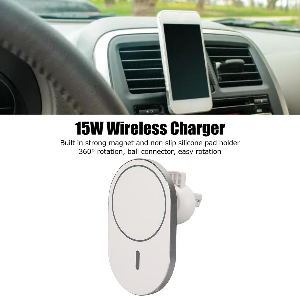 Magnetic Wireless Car   360 Degree Rotation Round 15W Strong Magnet Phone Wireless   for Car Home