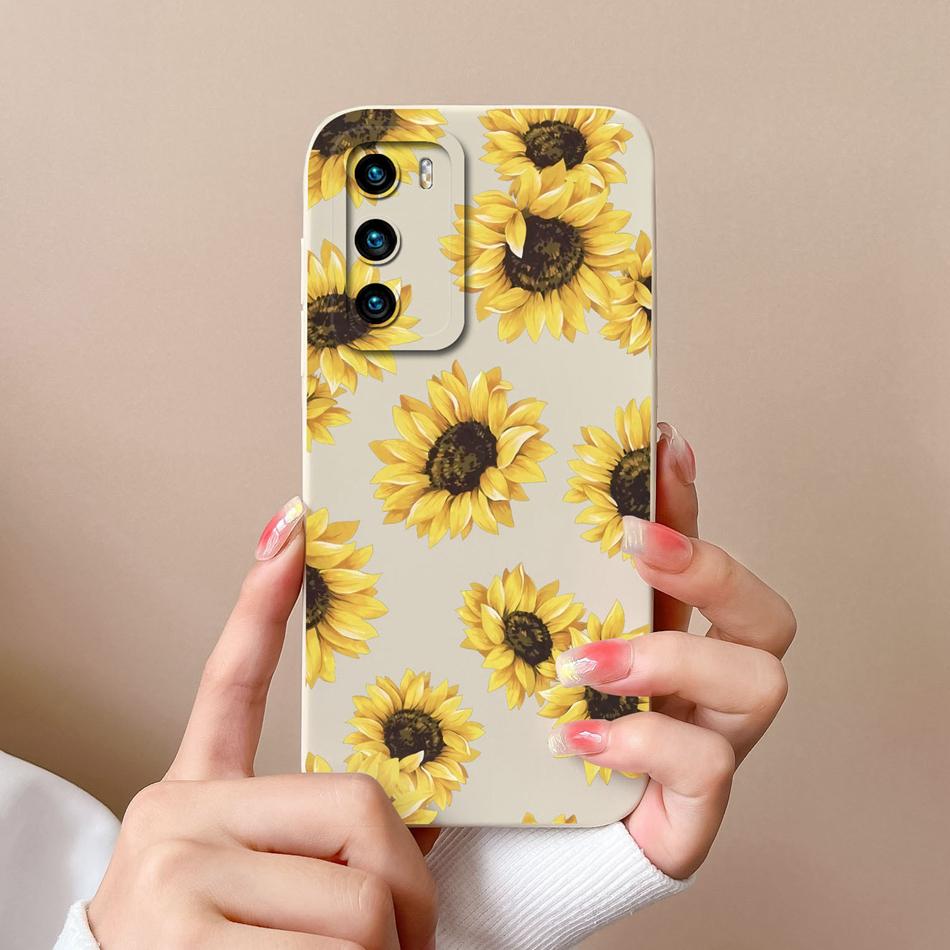 Case For Huawei P40 Pro Flower Pilot Back Cover Soft Liquid Silicone Camera Protection Phone Shell For Huawei P 40 P40Pro Coque