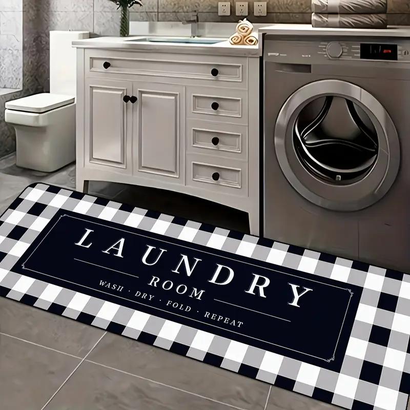 Black And White Checkered Carpet, Easy-To-Clean Floor Mat For Laundry Room, Kitchen And Bathroom, Home Decoration