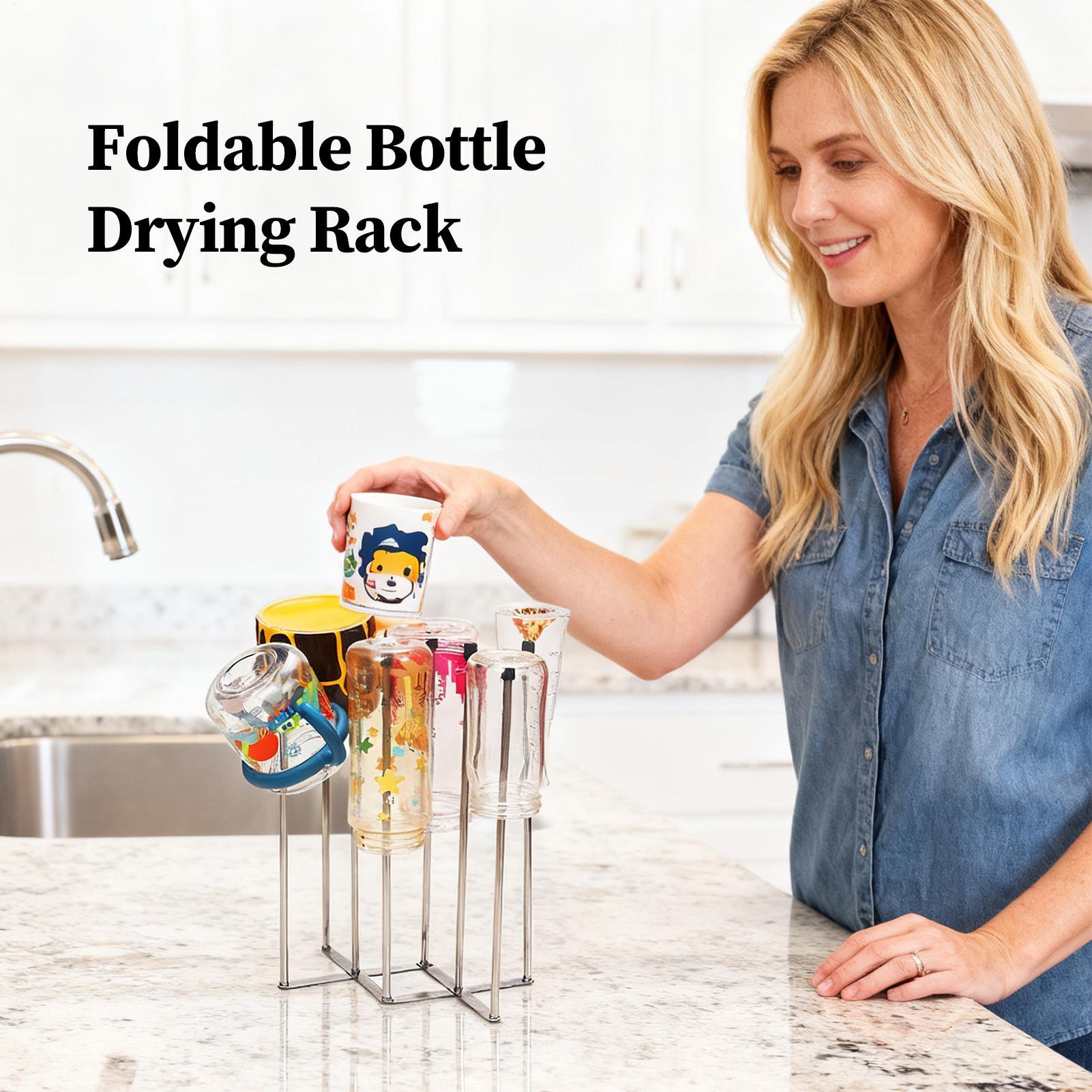 Сушилка для бутылок 8-секционная складная компактная подставка для сушки чашек, сушилка для детских бутылочек, для стеклянных кружек, винного декантера, банок China Mainland