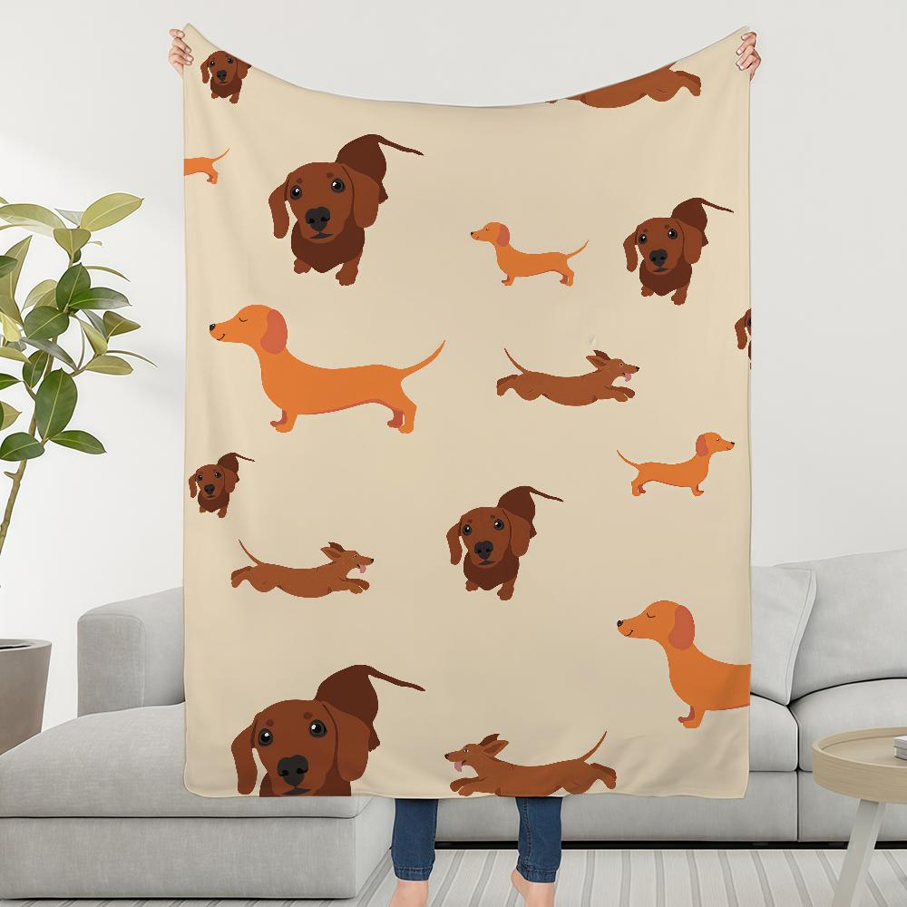 Dachshund Cartoon Blanket Throw Super Cosy Plush Living Room Sofa Couch Childish Birthday Gifts