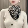 Women's 65" Silk Square Scarf with Magnetic Buckle – Autumn/Winter Print, Fashionable & Versatile Triangle Snood