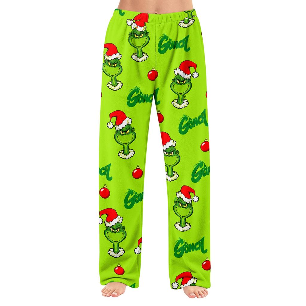 Women's Christmas Print Flannel Pajama Pants Loose Fit Sleep Bottoms for Holiday Lounging