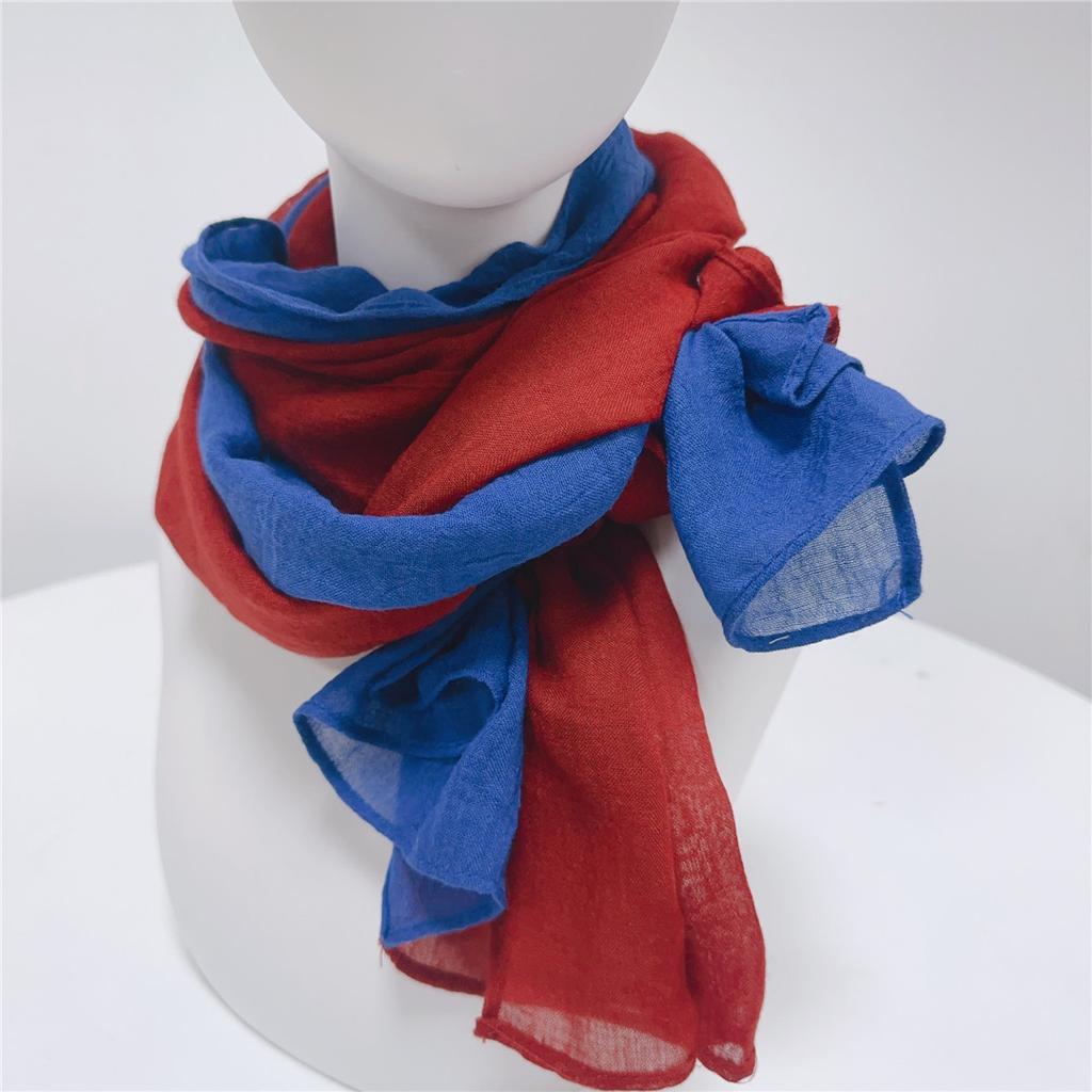 Two-Color Spliced Cotton And Linen Scarf, Very Soft To The Touch, With A Sense Of Drooping, Support