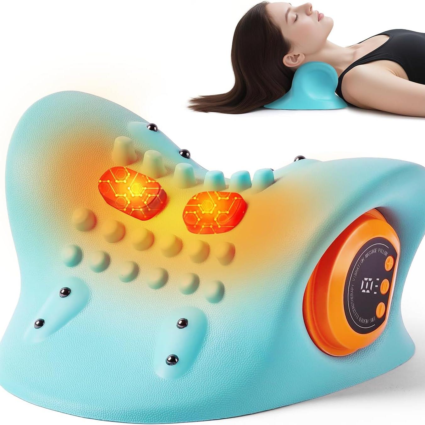 

Портативная подушка-массажер для шеи 3-в-1, массажер Шиацу с пультом дистанционного управления, режимы нагрева/вибрации/глубокого массажа для автомобиля/офиса/дома, перезаряжаемый через USB-C