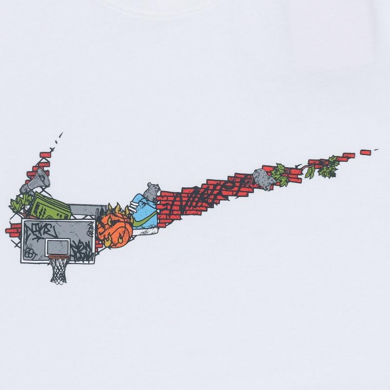 Nike Cartoon Pattern Large Logo Print Round Neck Casual Short Sleeve T-Shirt Men Tops White DR1288-100