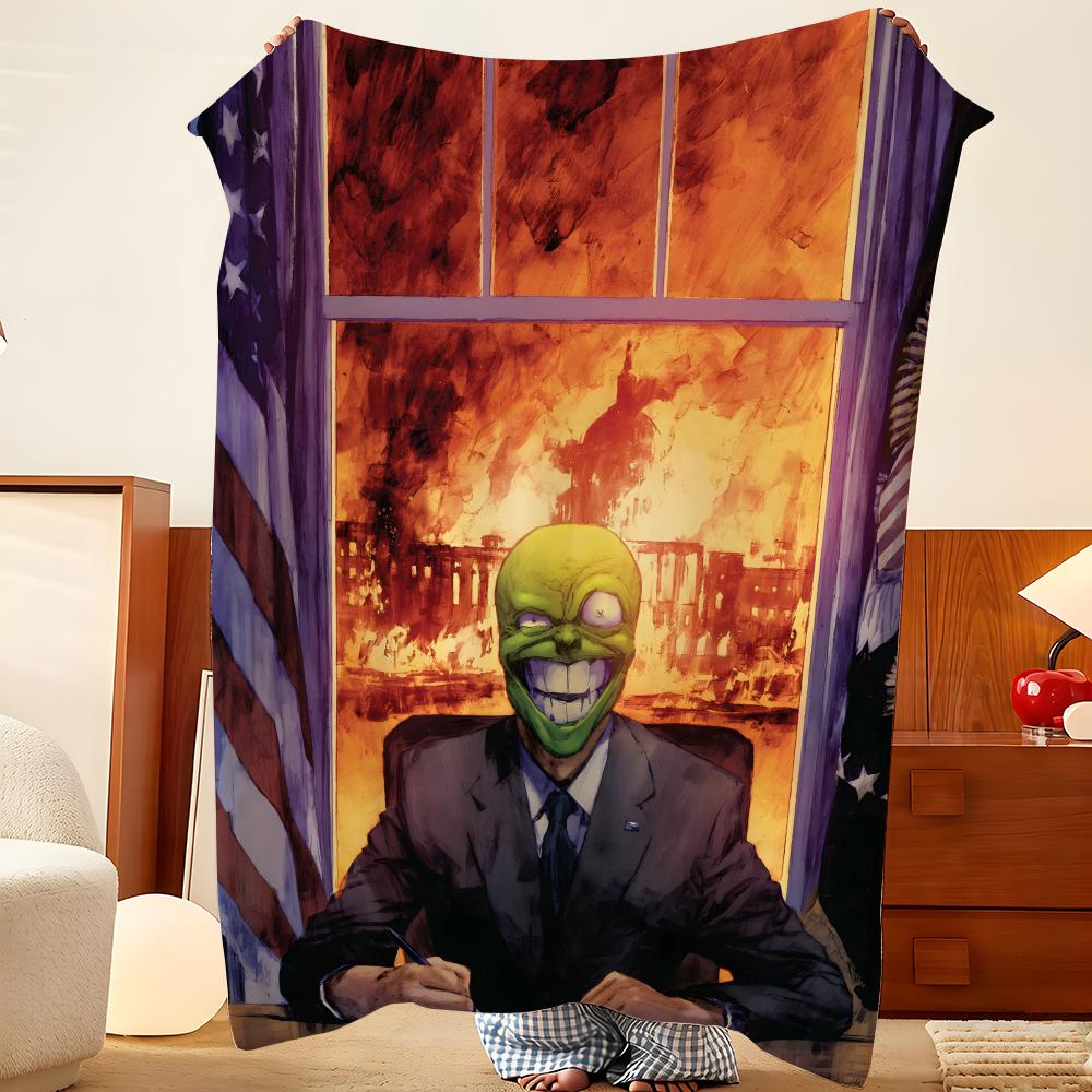 Movie T-The M-Mask Throw Flannel Throw Blanket, Lightweight Cozy, Durable Washable Cute Cool