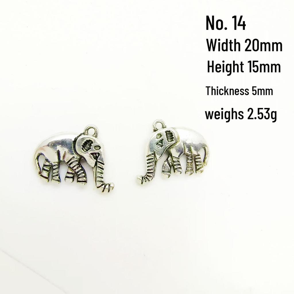 Tibetan Silver Ethnic Bracelet with Thai Elephant Pendant and Vintage Alloy Charms