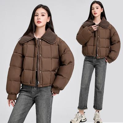Down Padded Clothes Women's Winter Clothes Small Padded Jackets Knitted Doll Collar Short Padded Jackets