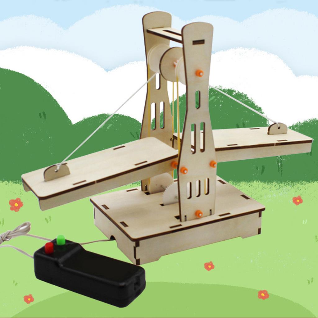 Suspension Bridge Model Wooden Puzzle Drawbridge DIY Lifting Bridge Toy for Kids Experiment Invention