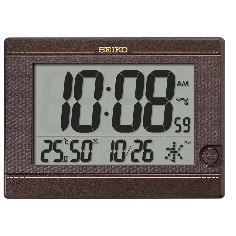 Seiko Hodiny Stolní Hodiny Nástěnné hodiny Digitální Rádio Wave Tmavě Hnědá Metalíza 150 x 210 x 22 mm při použití 145 x 210 x 71 mm SQ448B, stojánek
