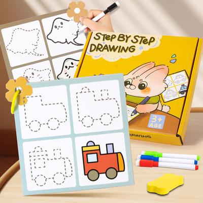 Dětské Montessori kreslicí hračky Krok za krokem Kreslicí pero Trénink kontroly ruky Hra pro soustředění Vzdělávací hračky pro děti