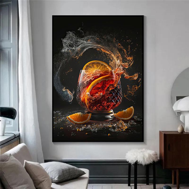 Abstract Colorful Cocktail Exploration Rendered Posters Prints Bar Painting Wall Art Pictures for Restaurant Drinking Room Decor